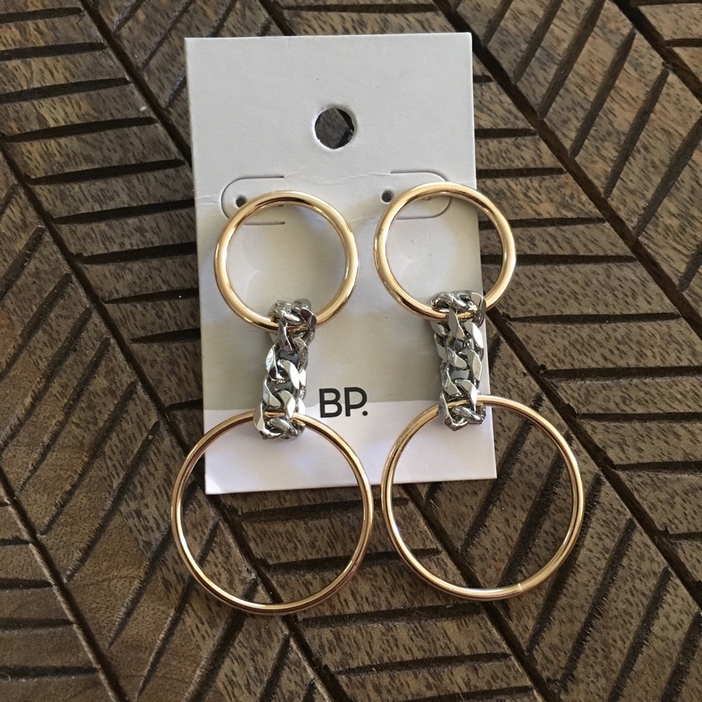 NEW BP. Nordstrom Gold Silver Hoop Chain Earrings